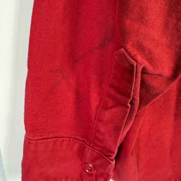 Cabelas Ducks Unlimited Red Denim Shirt Mens L Distressed Button Up Long Sleeve - Picture 6 of 14